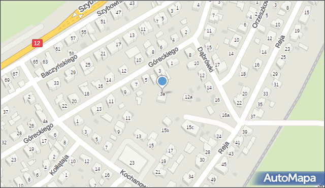 Leszno, Góreckiego Józefa, 3a, mapa Leszno