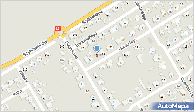 Leszno, Góreckiego Józefa, 58, mapa Leszno