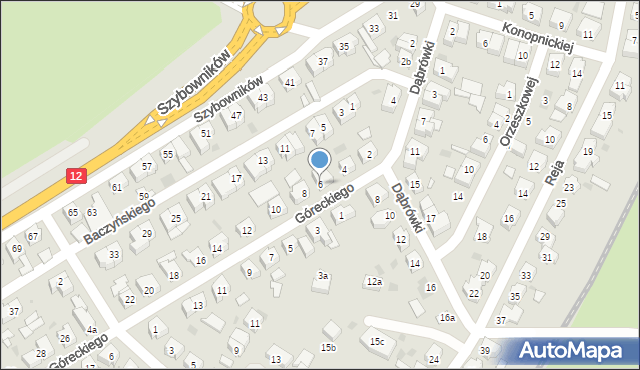 Leszno, Góreckiego Józefa, 6, mapa Leszno