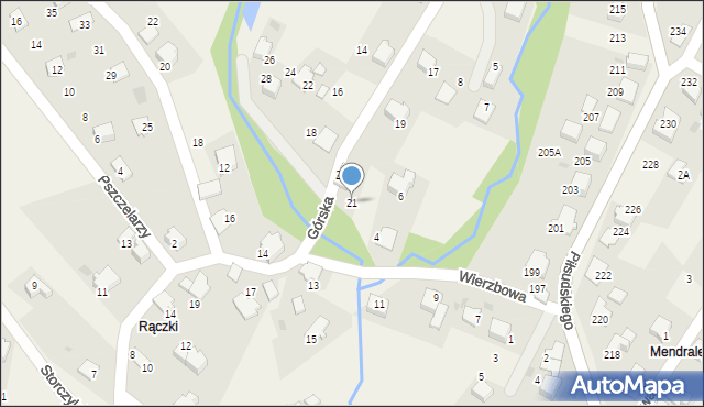 Łodygowice, Górska, 21, mapa Łodygowice