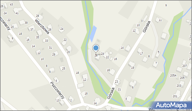 Łodygowice, Górska, 28, mapa Łodygowice