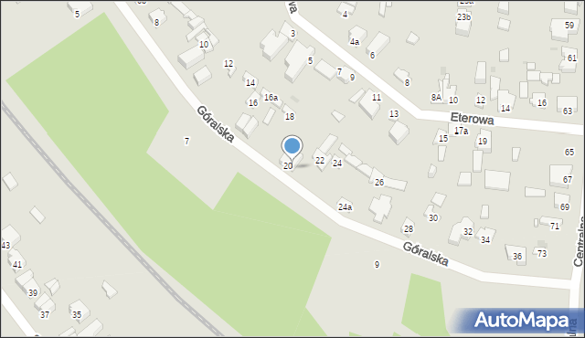 Łódź, Góralska, 20a, mapa Łodzi