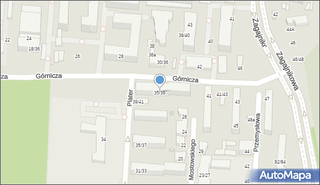 Łódź, Górnicza, 35/39, mapa Łodzi