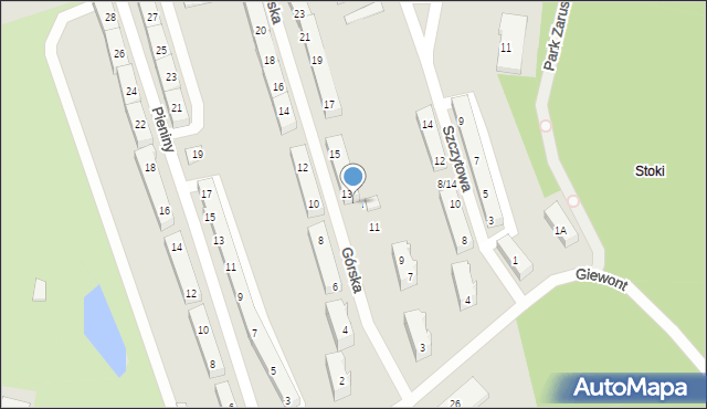 Łódź, Górska, 13a, mapa Łodzi