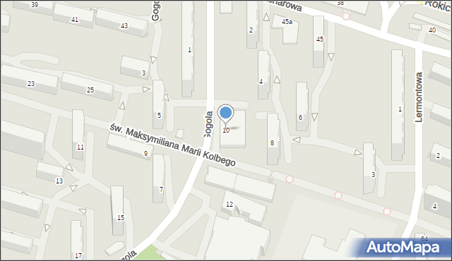 Łódź, Gogola Mikołaja, 10, mapa Łodzi