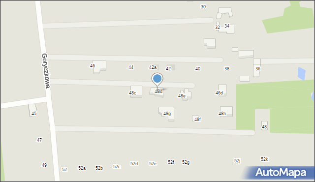 Łódź, Goryczkowa, 48d, mapa Łodzi