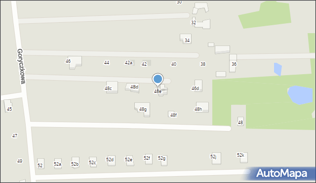 Łódź, Goryczkowa, 48e, mapa Łodzi