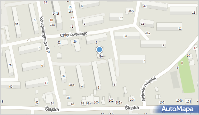 Łódź, Gojawiczyńskiej Poli, 3b, mapa Łodzi