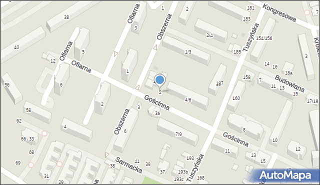 Łódź, Gościnna, 2, mapa Łodzi