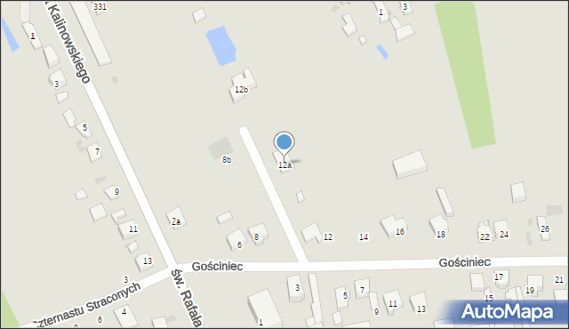 Łódź, Gościniec, 12a, mapa Łodzi