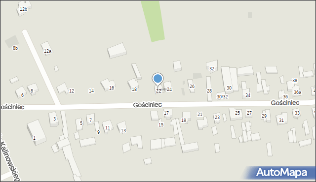 Łódź, Gościniec, 22, mapa Łodzi