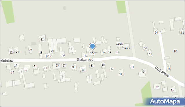 Łódź, Gościniec, 36a, mapa Łodzi