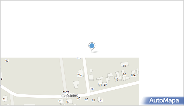 Łódź, Gościniec, 76A, mapa Łodzi