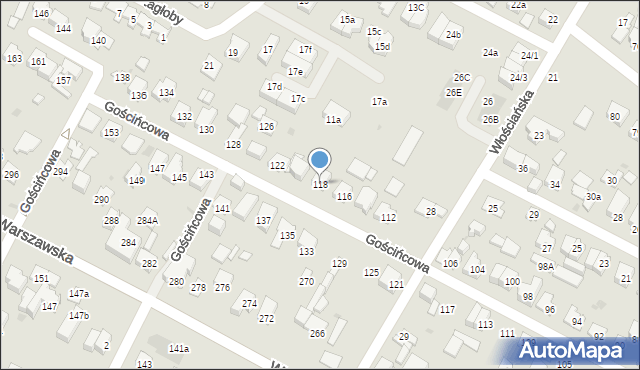 Łomianki, Gościńcowa, 118, mapa Łomianki