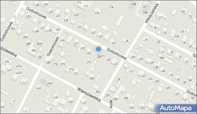 Łomianki, Gościńcowa, 129, mapa Łomianki