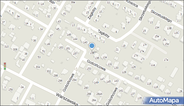Łomianki, Gościńcowa, 138, mapa Łomianki