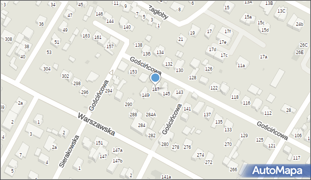 Łomianki, Gościńcowa, 147, mapa Łomianki