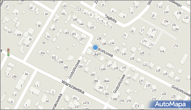 Łomianki, Gościńcowa, 153, mapa Łomianki