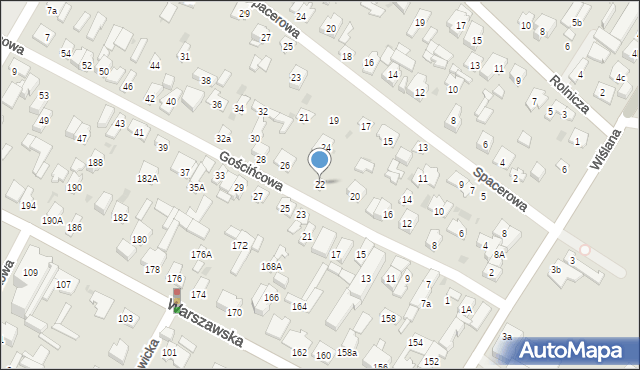 Łomianki, Gościńcowa, 22, mapa Łomianki