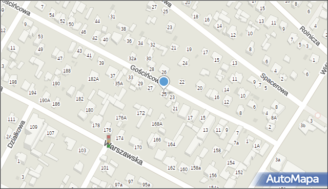 Łomianki, Gościńcowa, 25, mapa Łomianki