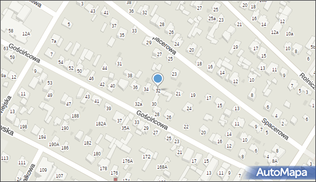 Łomianki, Gościńcowa, 32, mapa Łomianki