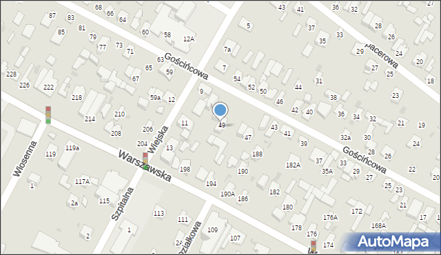 Łomianki, Gościńcowa, 51, mapa Łomianki