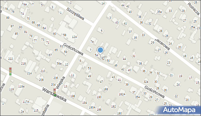Łomianki, Gościńcowa, 52A, mapa Łomianki