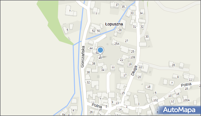 Łopuszna, Gorczańska, 40, mapa Łopuszna