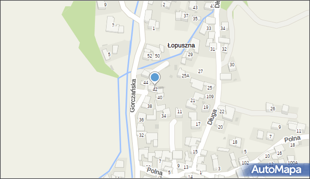 Łopuszna, Gorczańska, 42, mapa Łopuszna