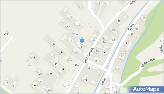 Łopuszna, Gorczańska, 53, mapa Łopuszna