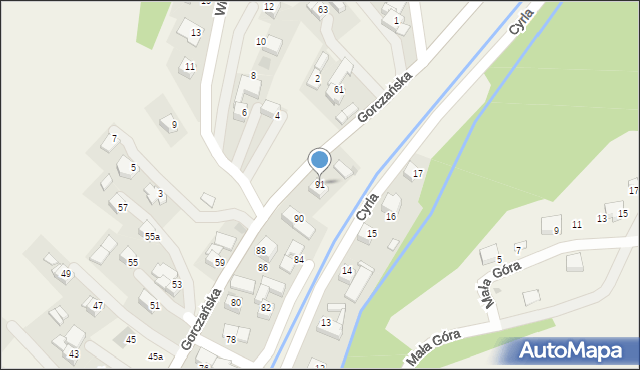 Łopuszna, Gorczańska, 91, mapa Łopuszna