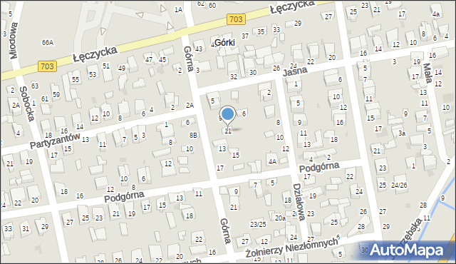 Łowicz, Górna, 11, mapa Łowicza