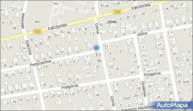 Łowicz, Górna, 6, mapa Łowicza