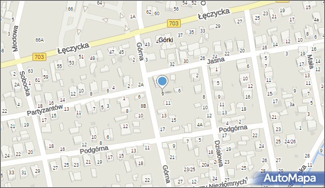 Łowicz, Górna, 9, mapa Łowicza