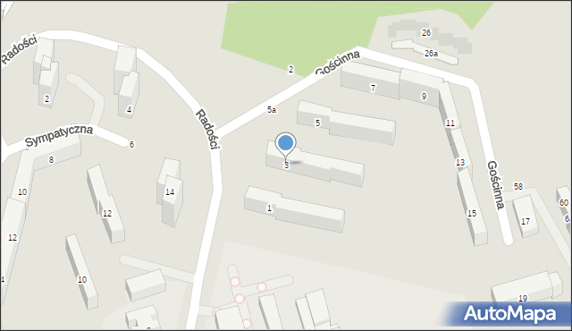 Lublin, Gościnna, 3, mapa Lublina