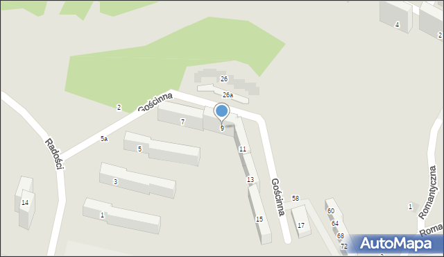 Lublin, Gościnna, 9, mapa Lublina