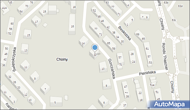 Lublin, Gorczańska, 12, mapa Lublina