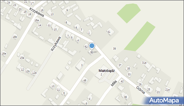 Małobądz, Górna, 50, mapa Małobądz