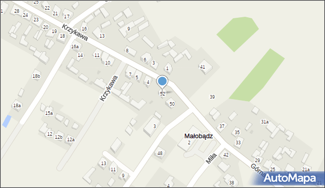Małobądz, Górna, 52, mapa Małobądz