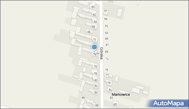 Markowice, Górska, 74, mapa Markowice