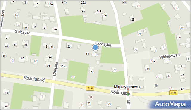 Międzyborów, Golczyka, 9, mapa Międzyborów