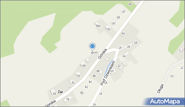 Międzybrodzie Żywieckie, Górska, 57, mapa Międzybrodzie Żywieckie