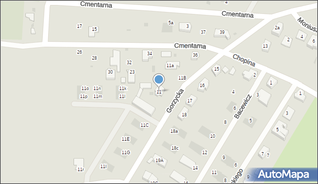 Międzychód, Gorzycka, 11, mapa Międzychód