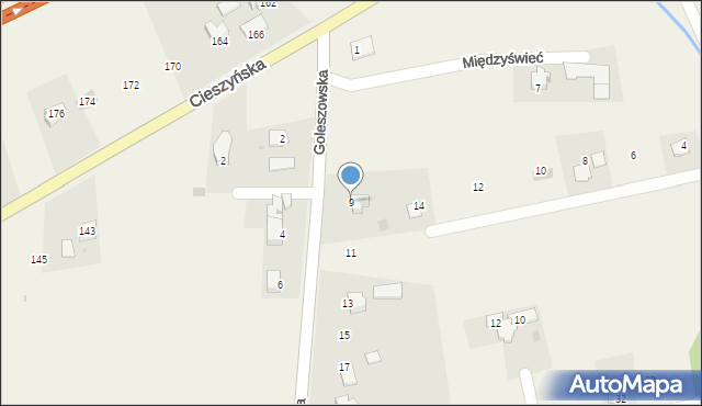 Międzyświeć, Goleszowska, 9, mapa Międzyświeć
