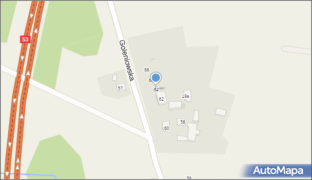 Miękowo, Goleniowska, 64, mapa Miękowo