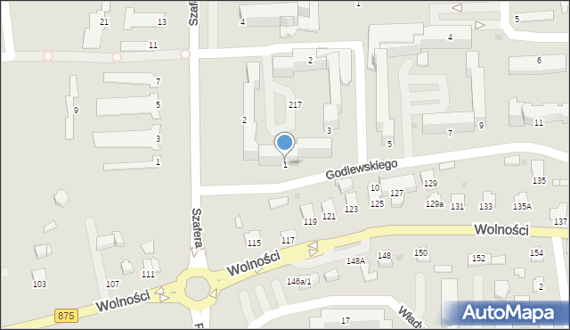 Mielec, Godlewskiego, 1, mapa Mielca