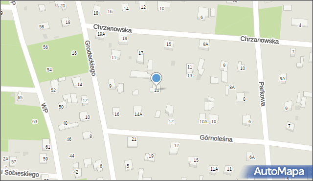 Milanówek, Górnoleśna, 14, mapa Milanówek