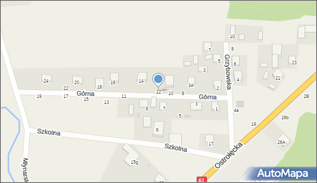 Młynarze, Górna, 12, mapa Młynarze