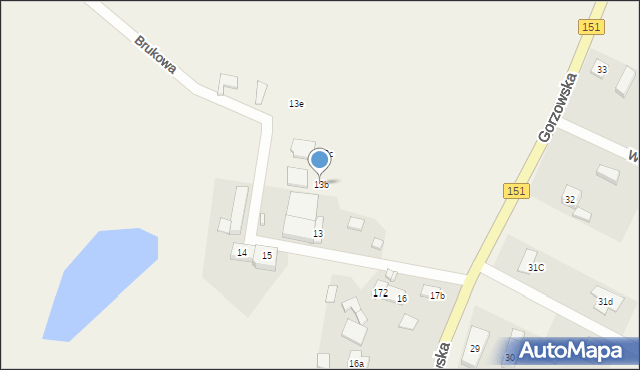 Moczkowo, Gorzowska, 13b, mapa Moczkowo