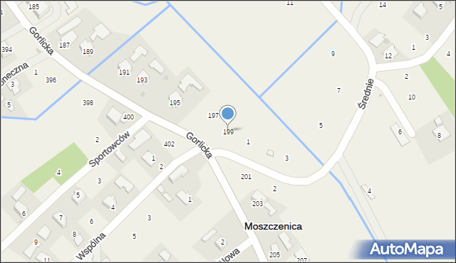 Moszczenica, Gorlicka, 199, mapa Moszczenica